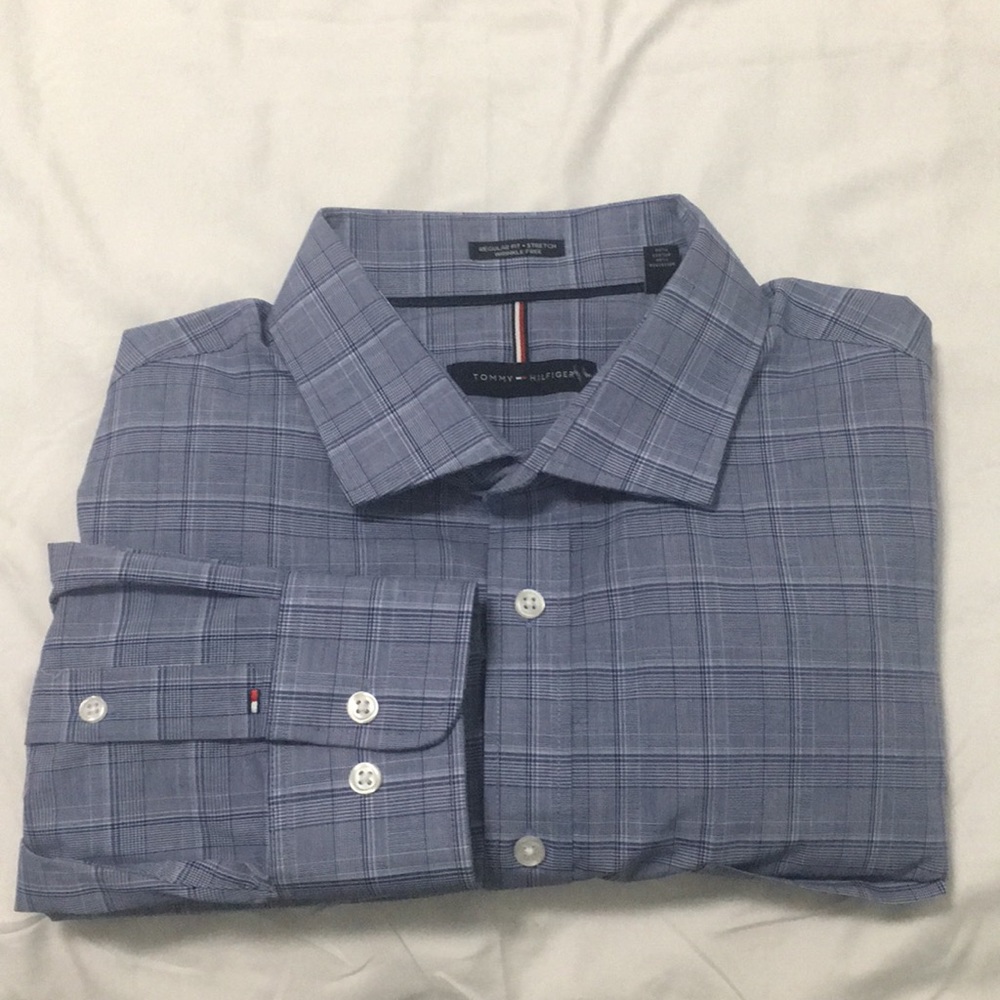 Tommy Hilfiger Men's Blue Plaid Shirt Size XL